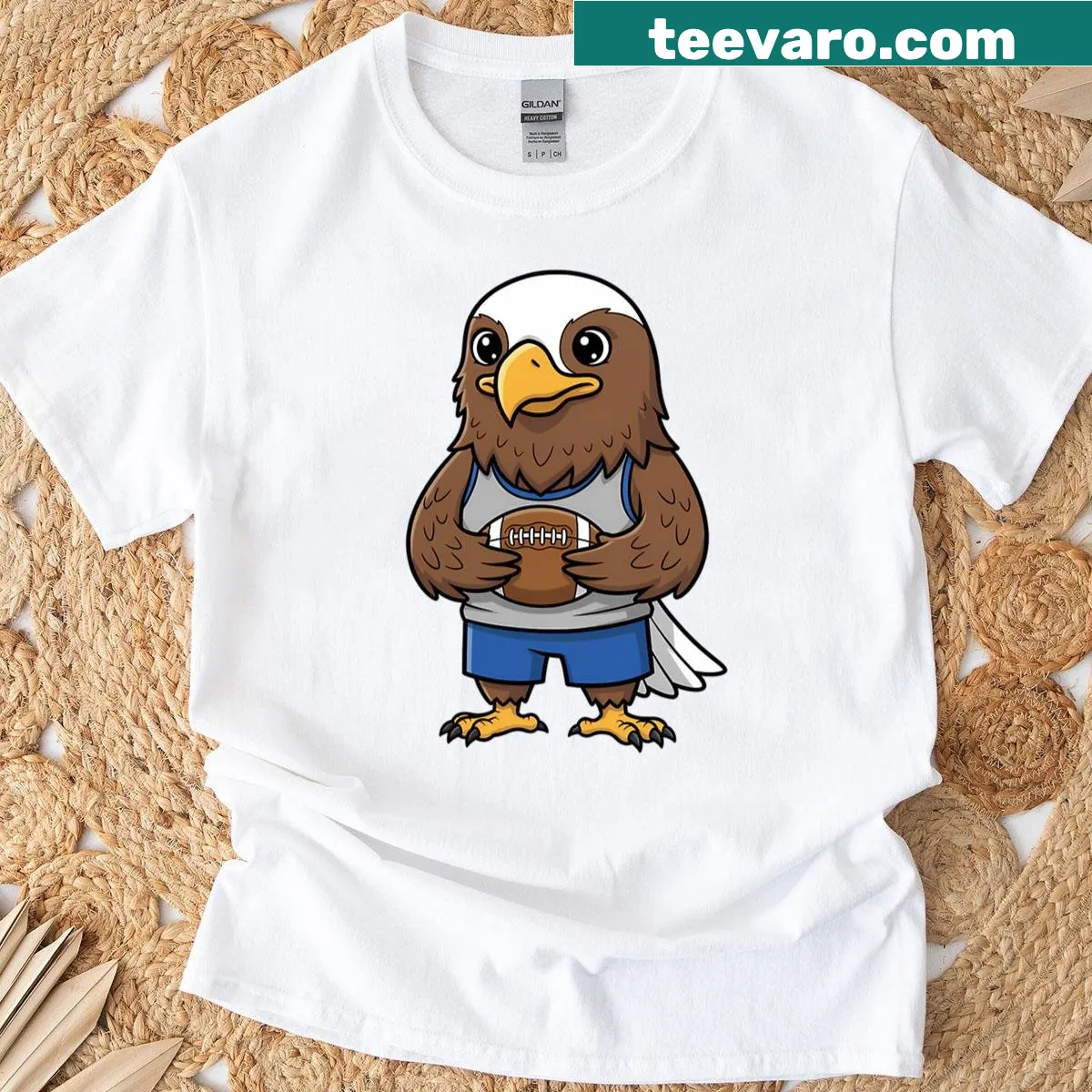 Cartoon eagle football mascot design on a kids' T-shirt — on a men's t-shirt