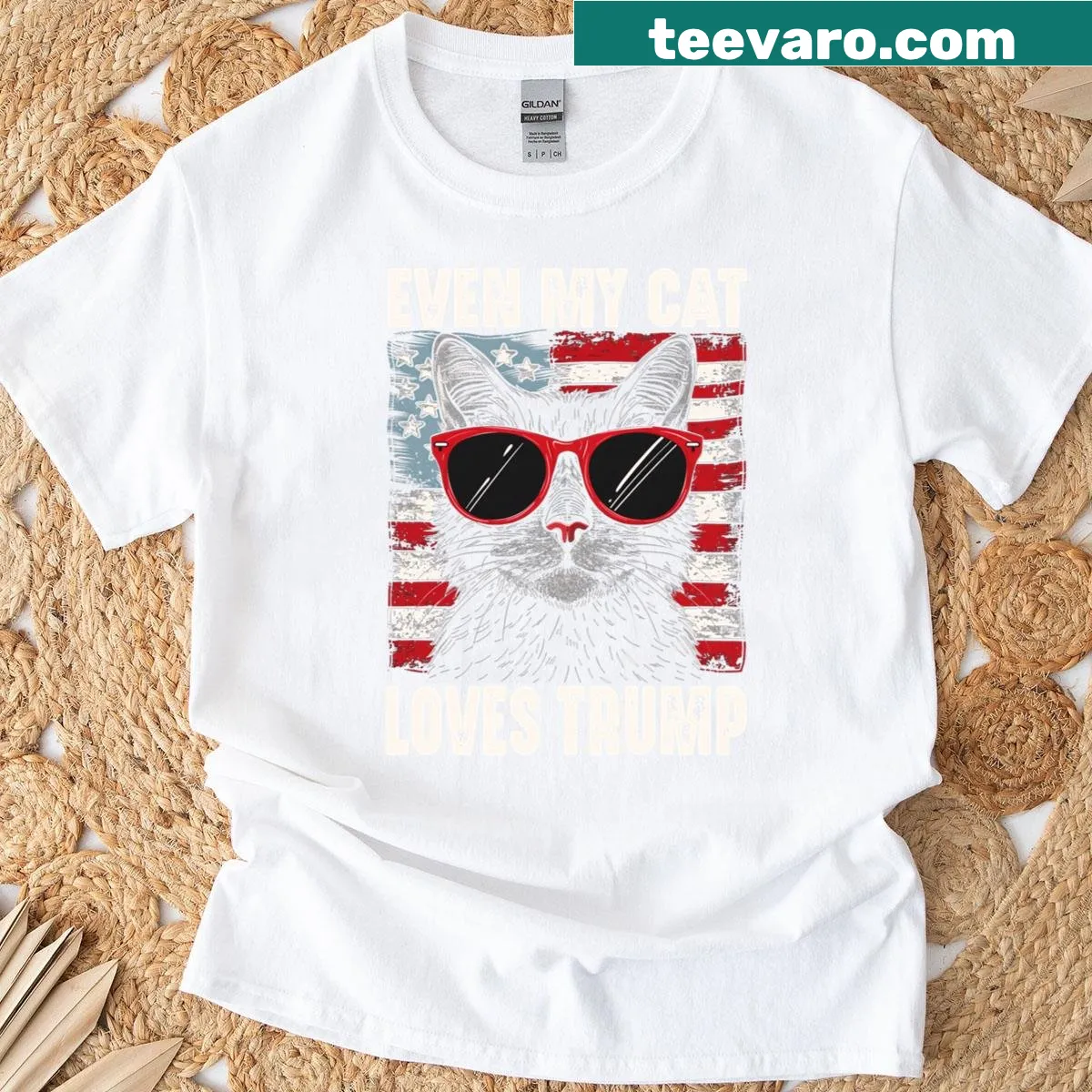 Funny cat lover T-shirt with Trump support slogan — on a men's t-shirt
