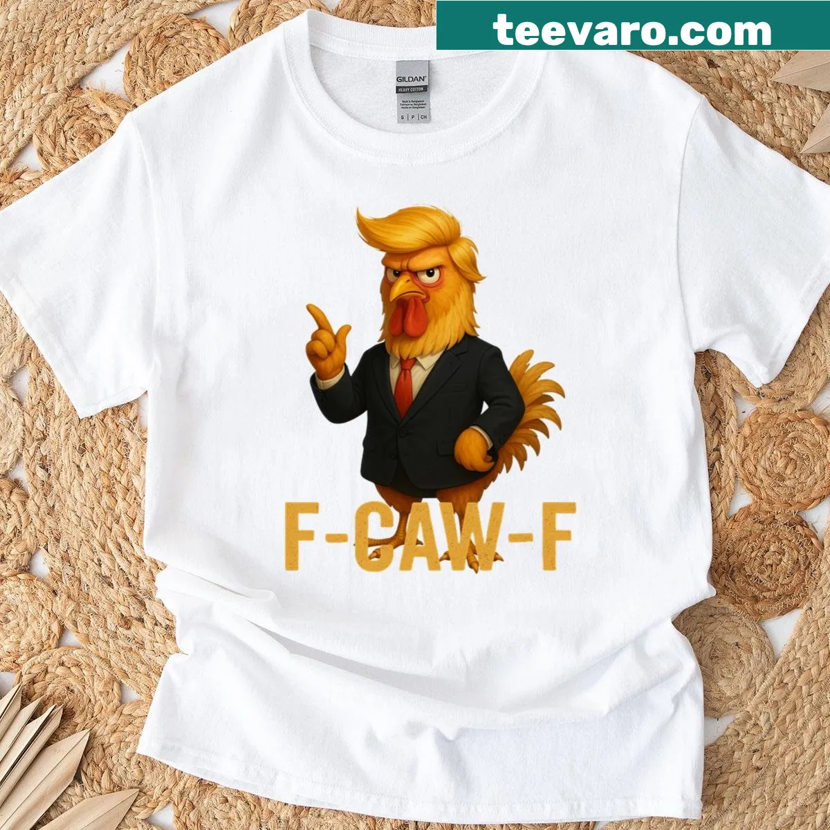 Funny chicken humor quote T-shirt with rooster meme — on a men's t-shirt