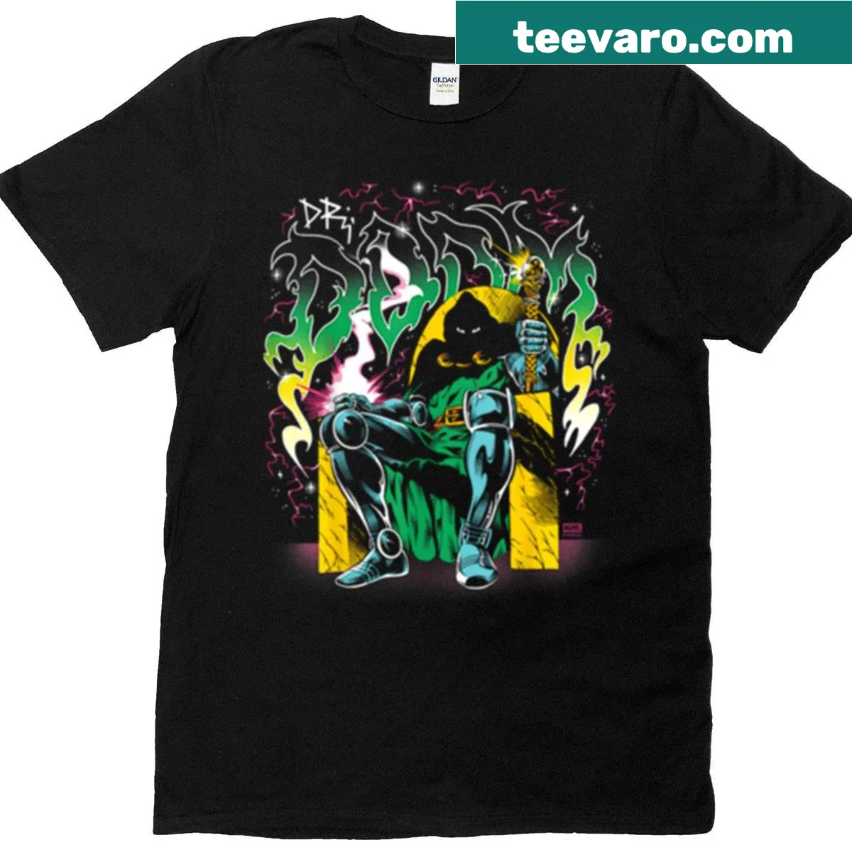 Dr. Doom shirt from Fantastic Four with detailed graphic — on a men's t-shirt