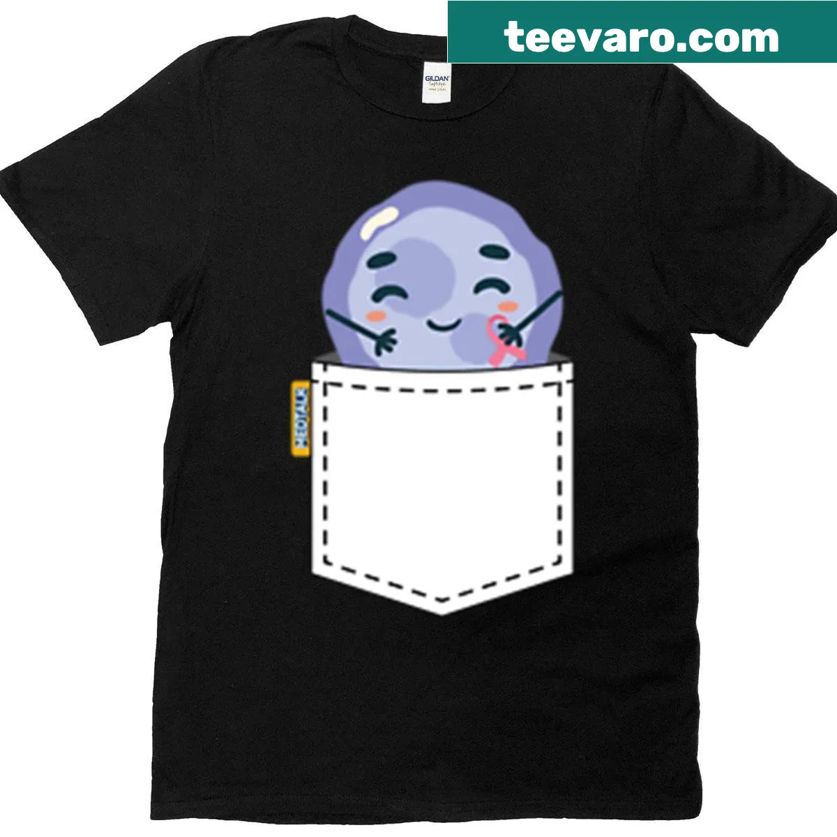 Supportive oversized t-shirt with 'Fight Cancer' graphic and friendly illustration — on a men's t-shirt