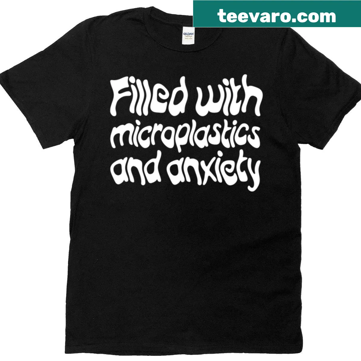 Environmental awareness T-shirt with the phrase on microplastics — on a men's t-shirt