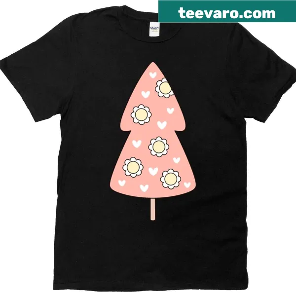 Floral design Christmas tree illustration on oversized T-shirt