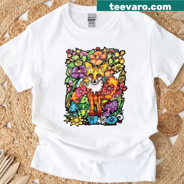 Cartoon fox illustration on a playful T-shirt