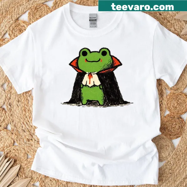 Cartoon frog dressed as Dracula t-shirt