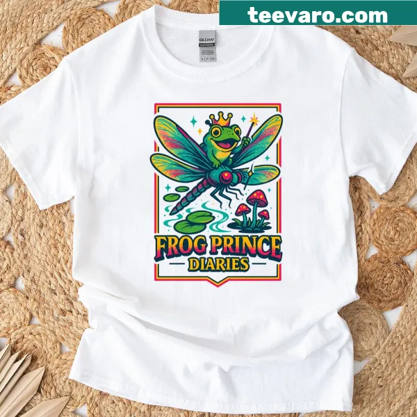 Surreal fantasy design with frog prince and dragonfly