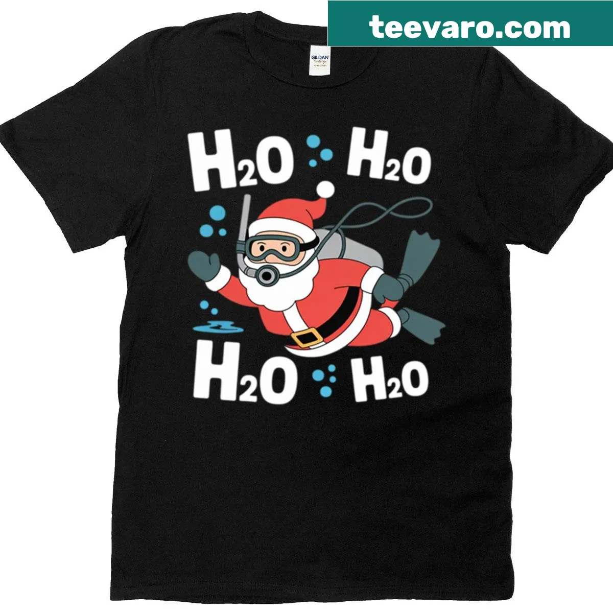 Christmas-themed shirt with a diving pun and festive graphics. — on a men's t-shirt