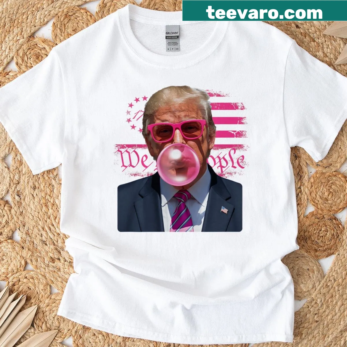 Funny Fourth of July T-shirt with Trump and American flag — on a men's t-shirt