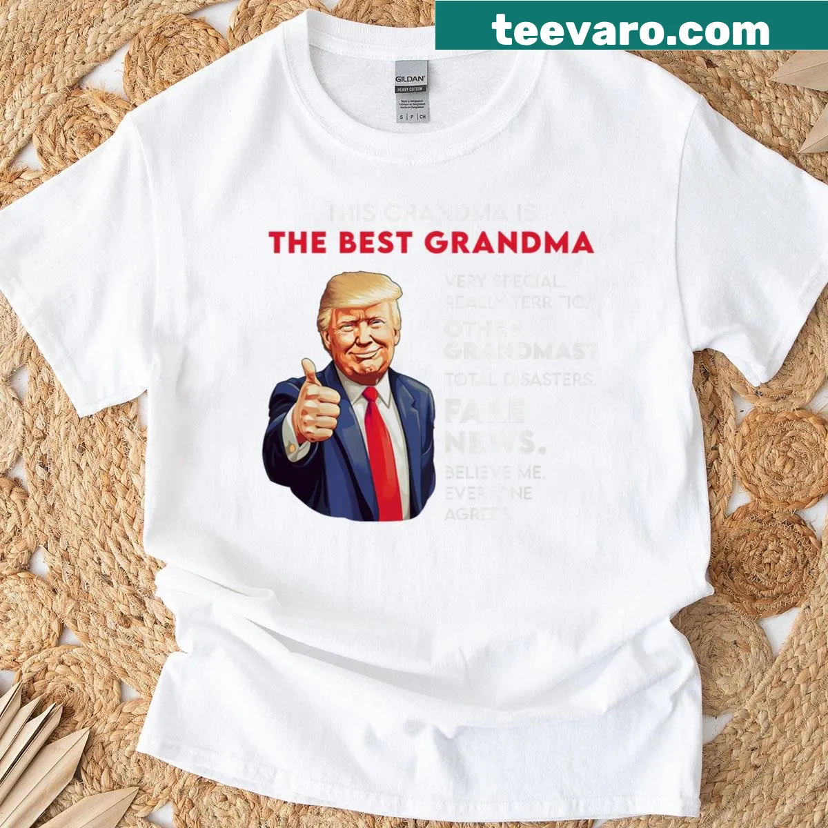 Funny grandma quote T-shirt featuring a humorous statement about Donald Trump — on a men's t-shirt