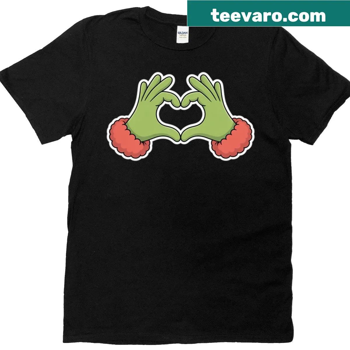 Cute elf making heart hands graphic on a T-shirt — on a men's t-shirt