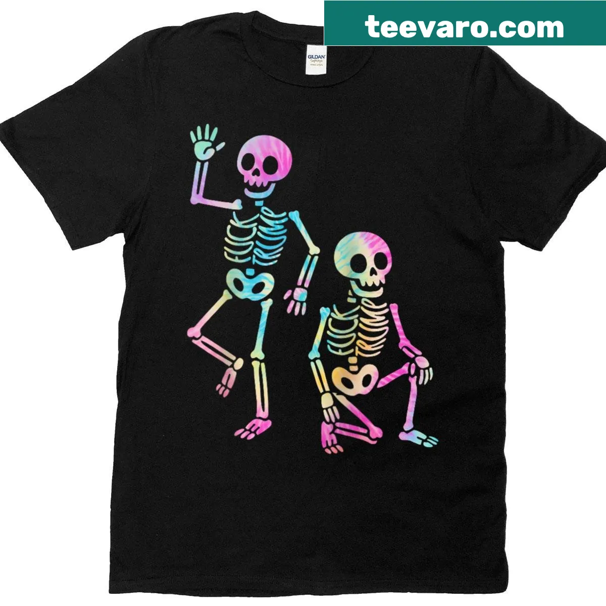Cartoon skeleton design of a well-known figure for Halloween — on a men's t-shirt