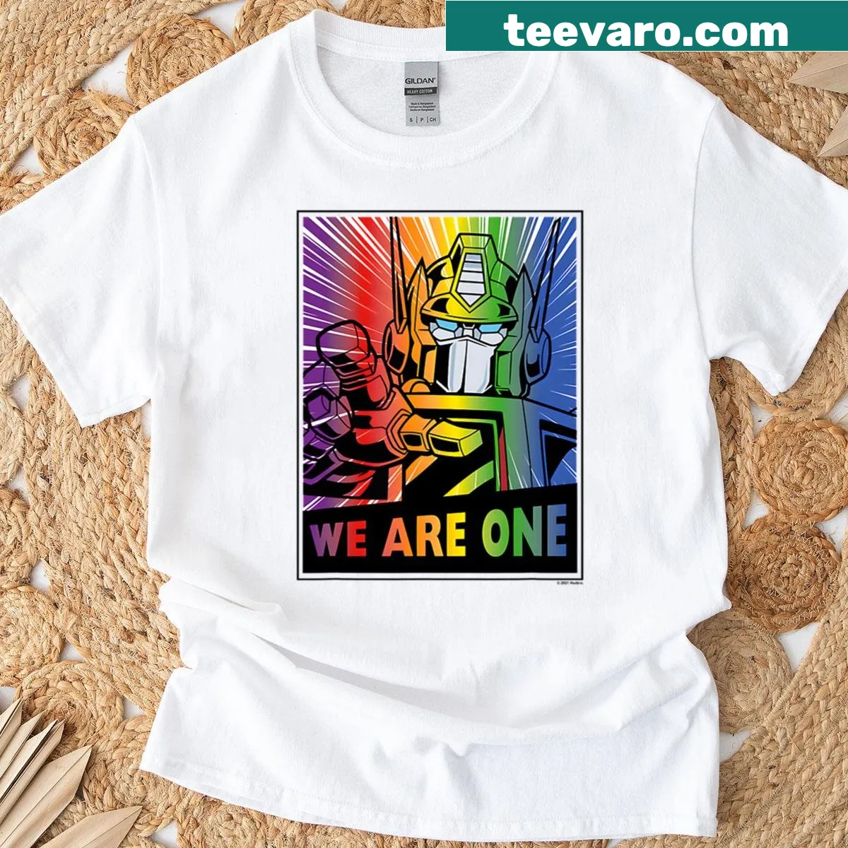 Oversized vintage cartoon robot t-shirt with humorous movie theme — on a men's t-shirt