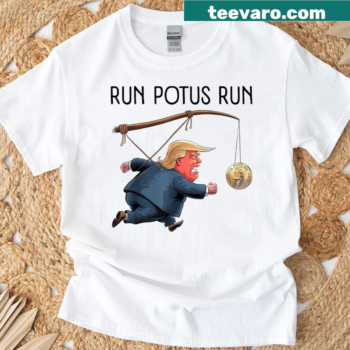 Funny Trump cartoon saying t-shirt for men and women — on a men's t-shirt