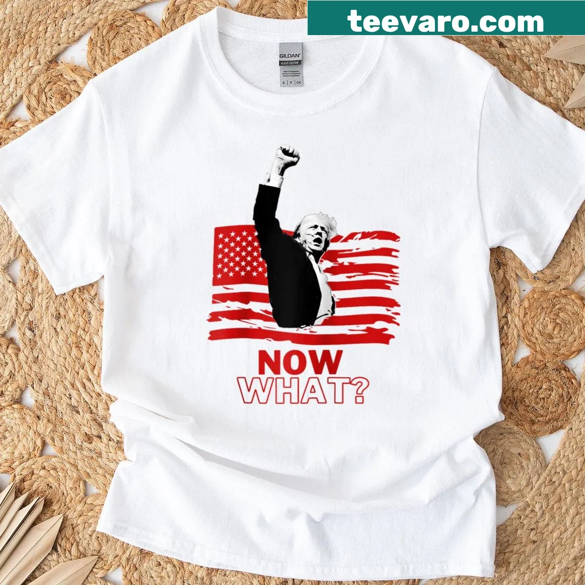 Raglan baseball tee featuring a fist pump graphic and text 'Now What' — on a men's t-shirt