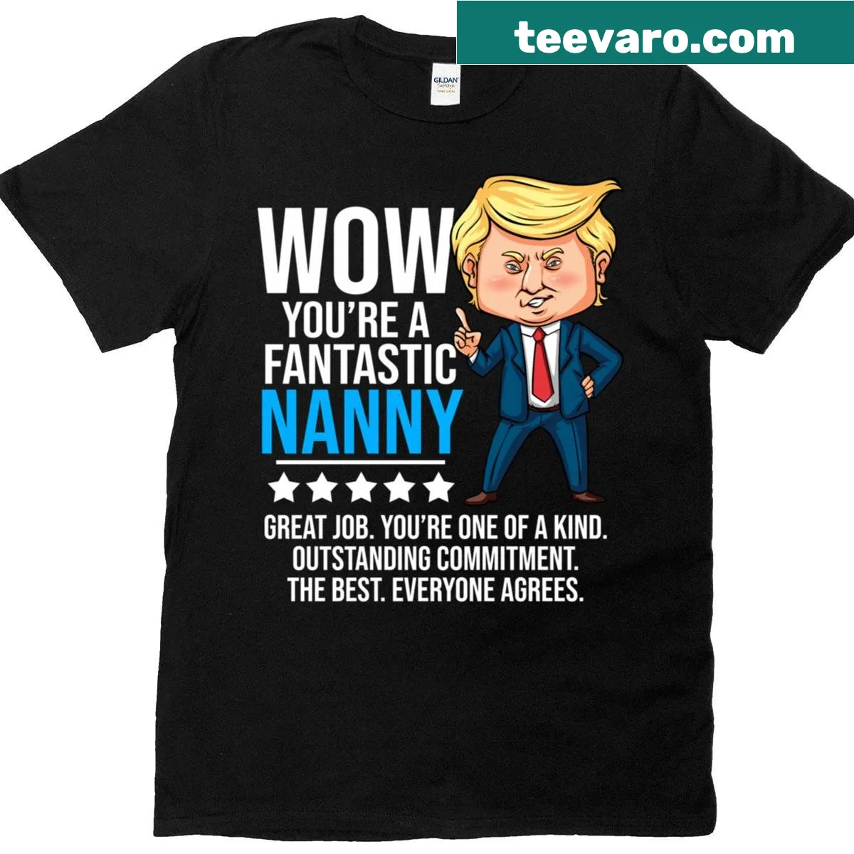 T-shirt with a funny Trump quote in bold typography — on a men's t-shirt