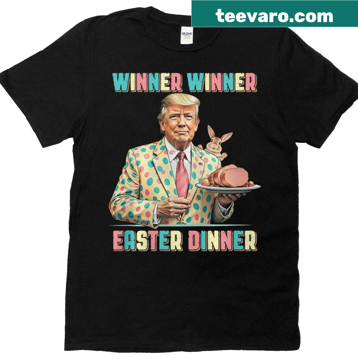 Easter-themed tee with funny text related to Trump — on a men's t-shirt