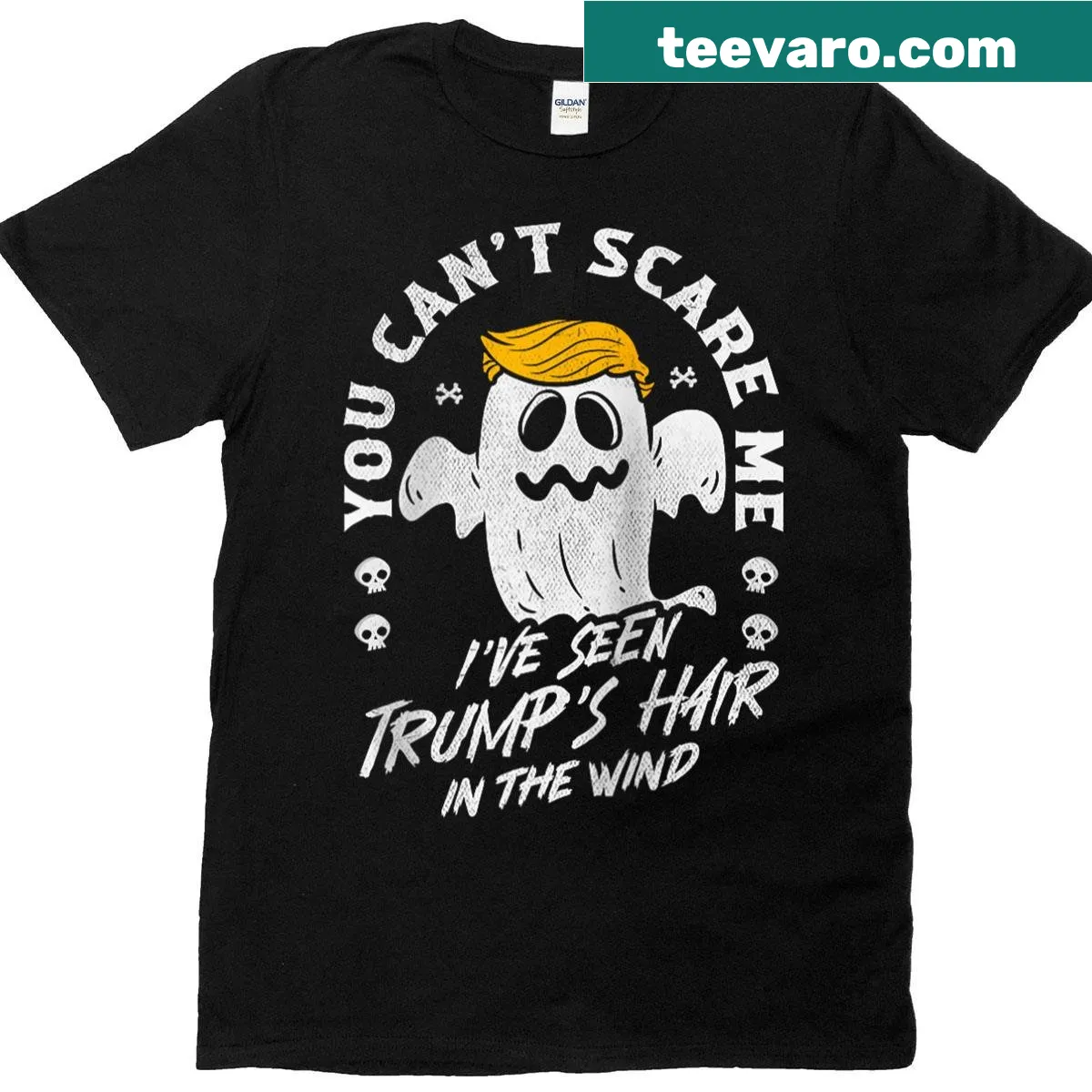 Raglan tee with humorous text about Trump's hair in the wind — on a men's t-shirt