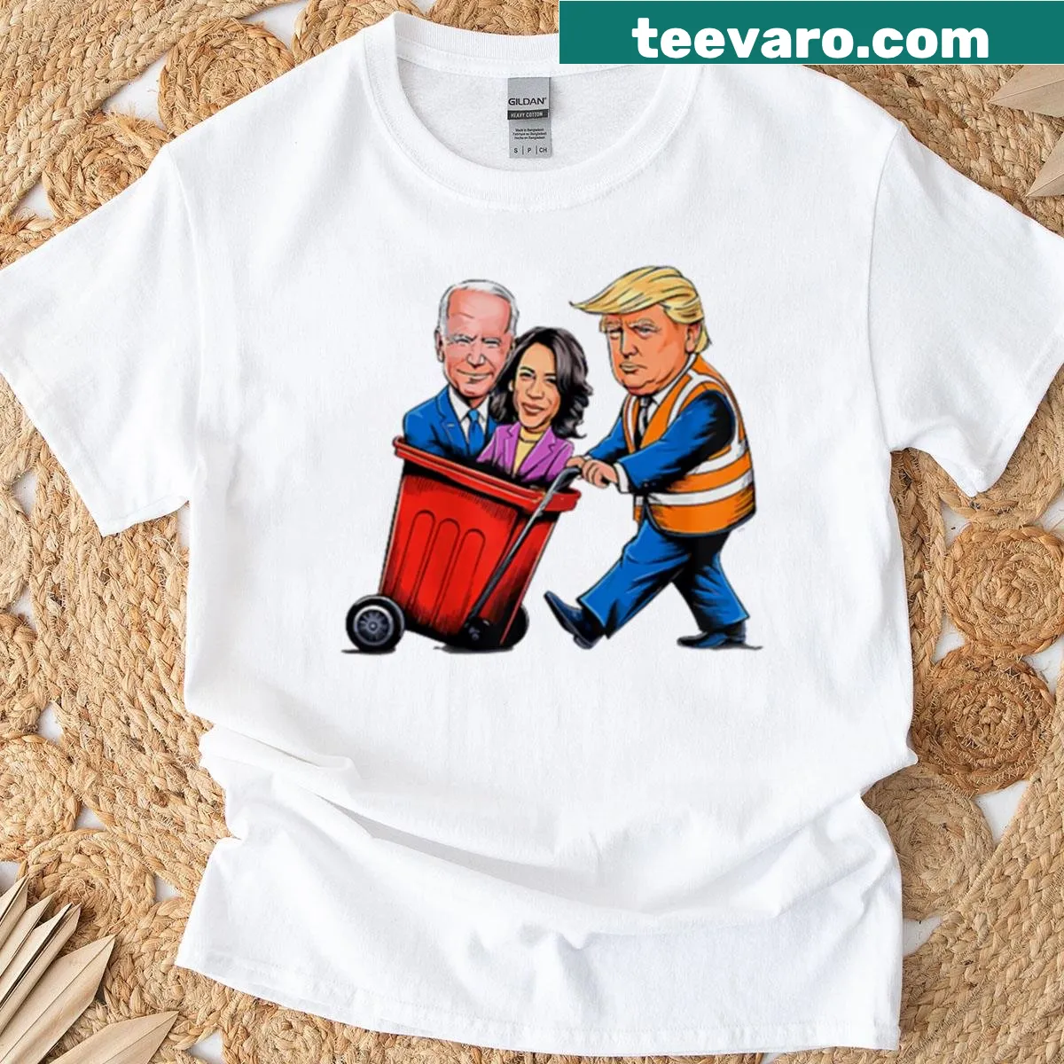 Humorous political T-shirt with bold text for 2024 — on a men's t-shirt