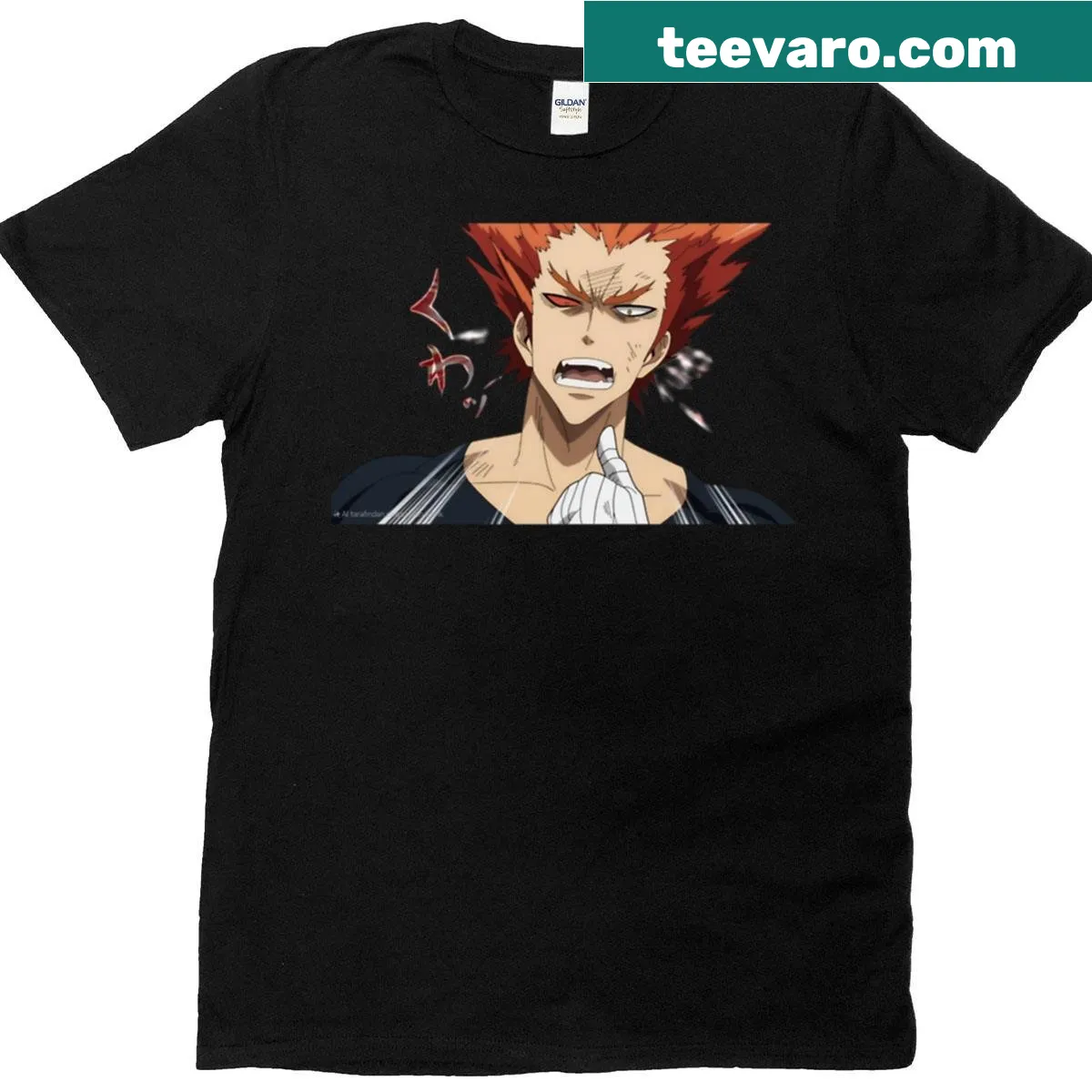 Anime T-shirt featuring Garou from One Punch Man with intense expression — on a men's t-shirt