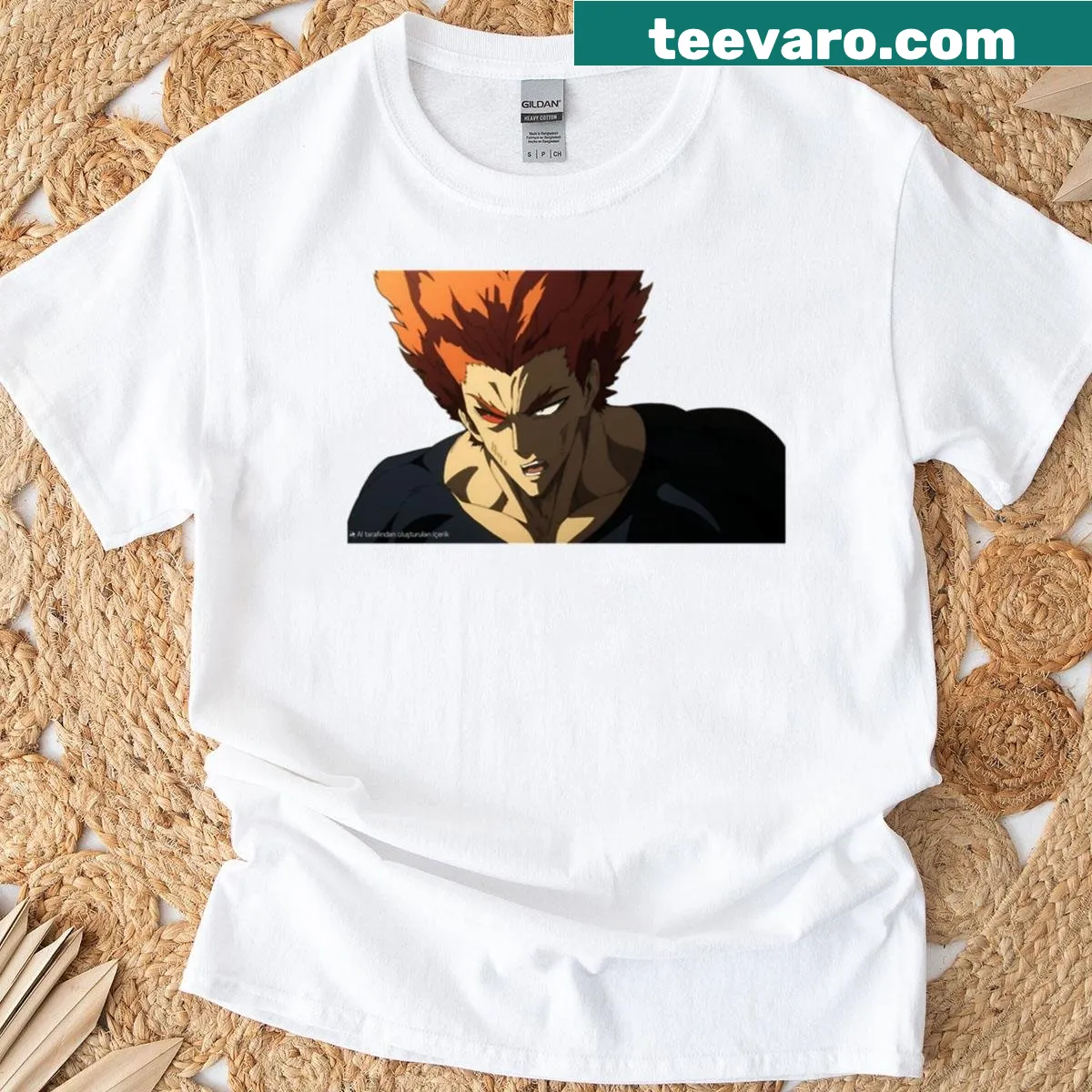 Graphic T-shirt with Garou from One Punch Man showcasing determination — on a men's t-shirt