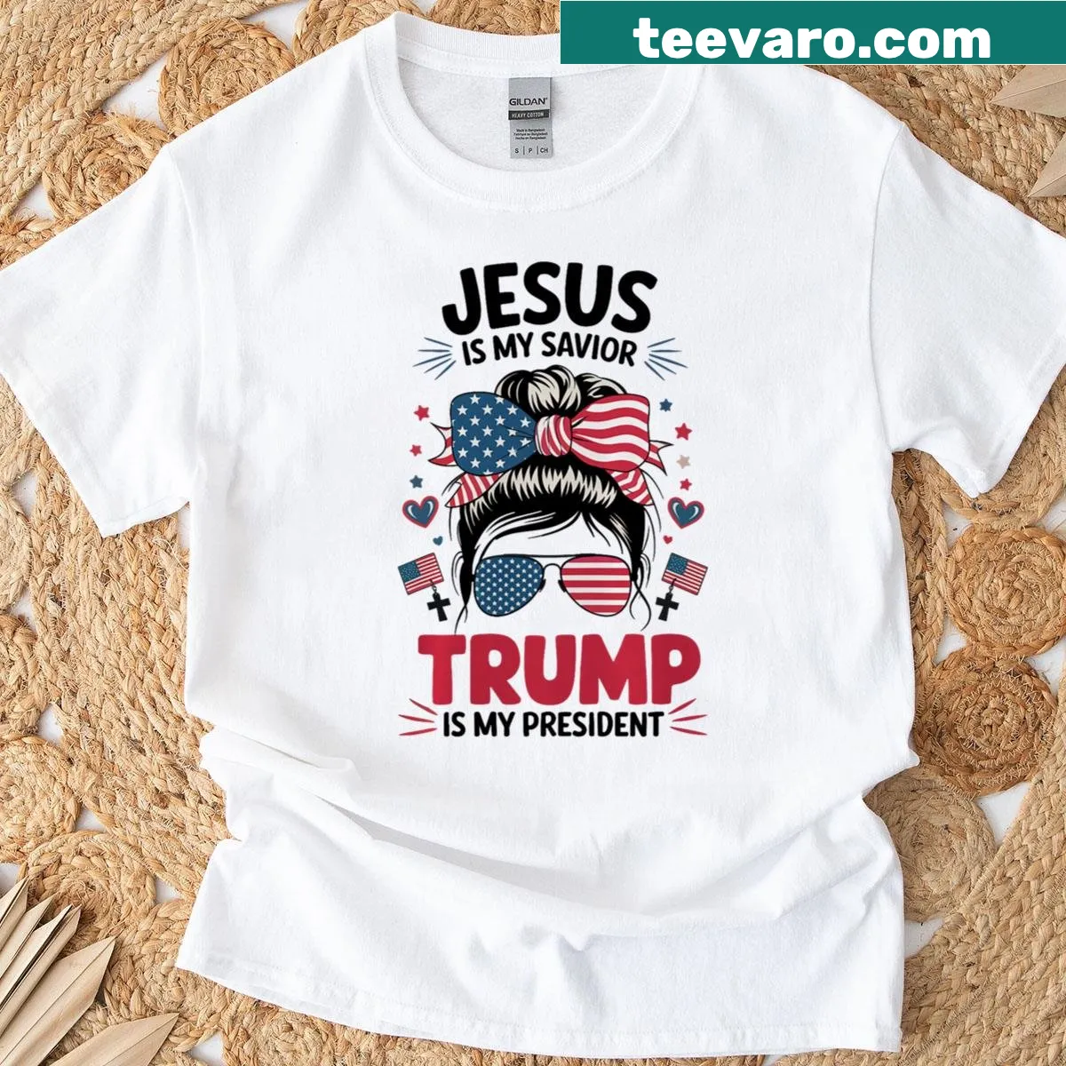 T-shirt with 'Jesus My Savior' and eagle graphic — on a men's t-shirt