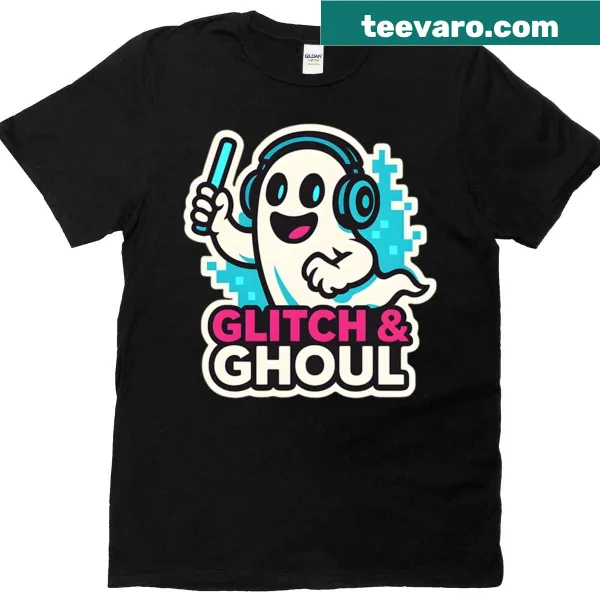 Pixelated ghoul design shirt with a glitch aesthetic