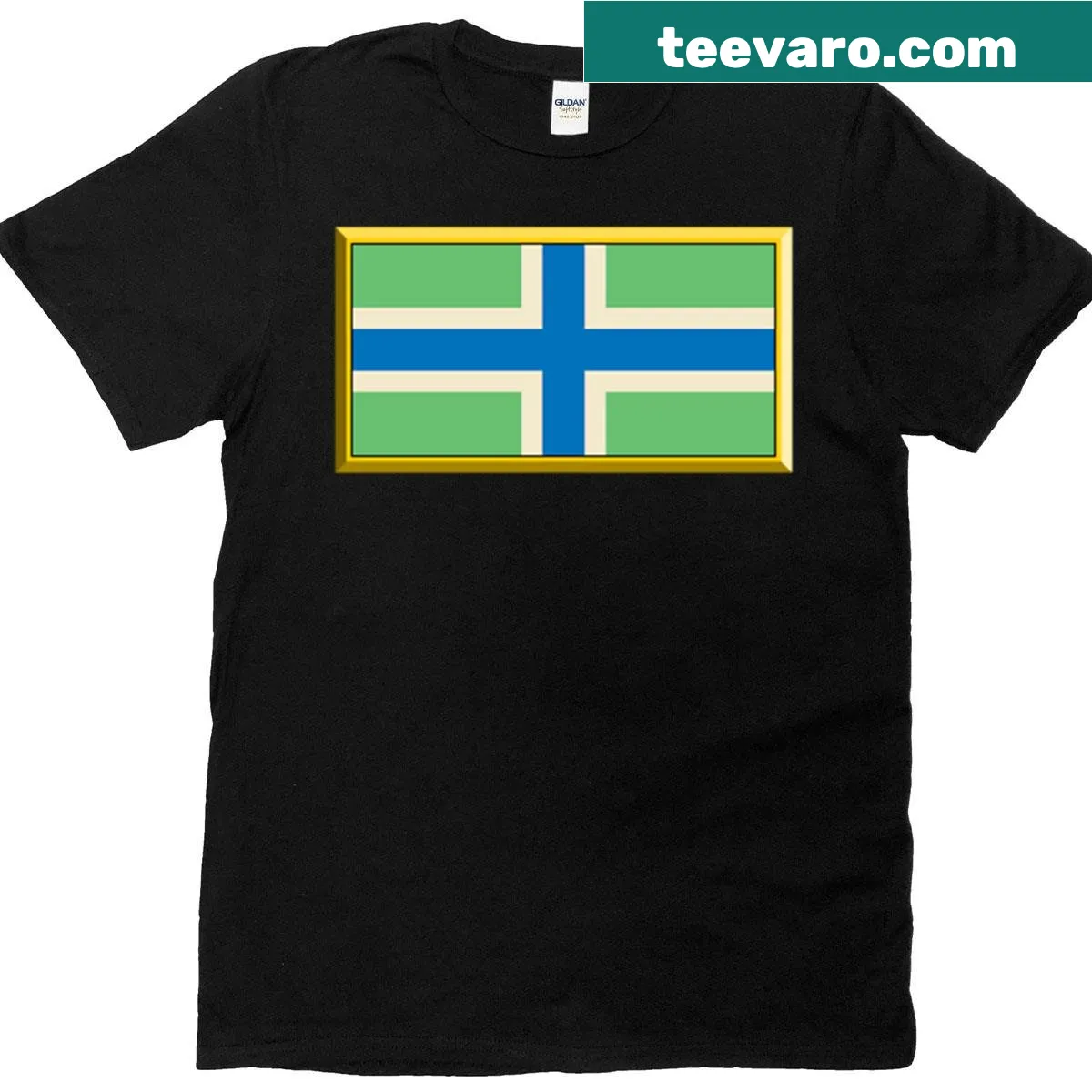Illustrative design representing Gloucestershire gifts and stickers. — on a men's t-shirt