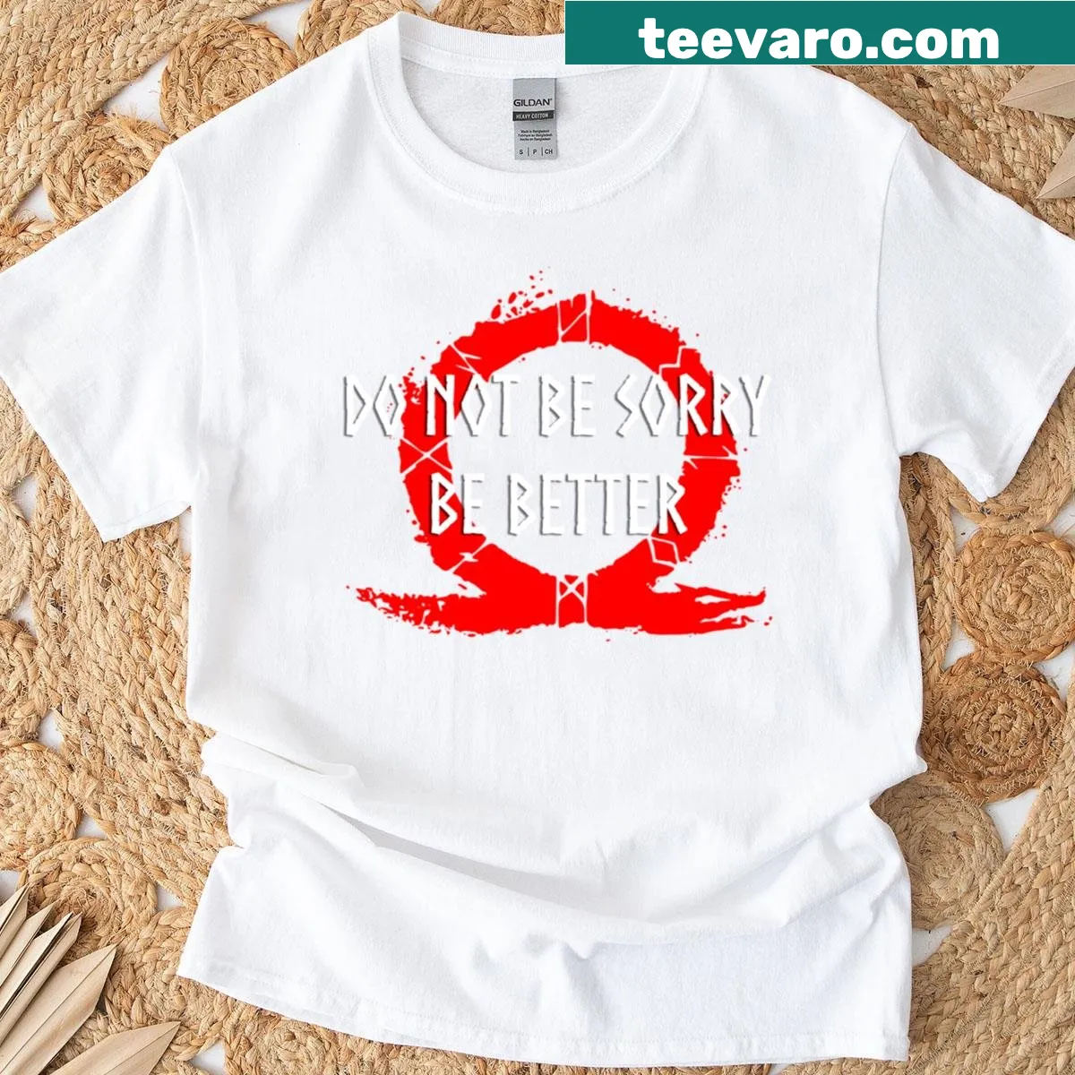 Inspirational gaming shirt with God of War theme — on a men's t-shirt
