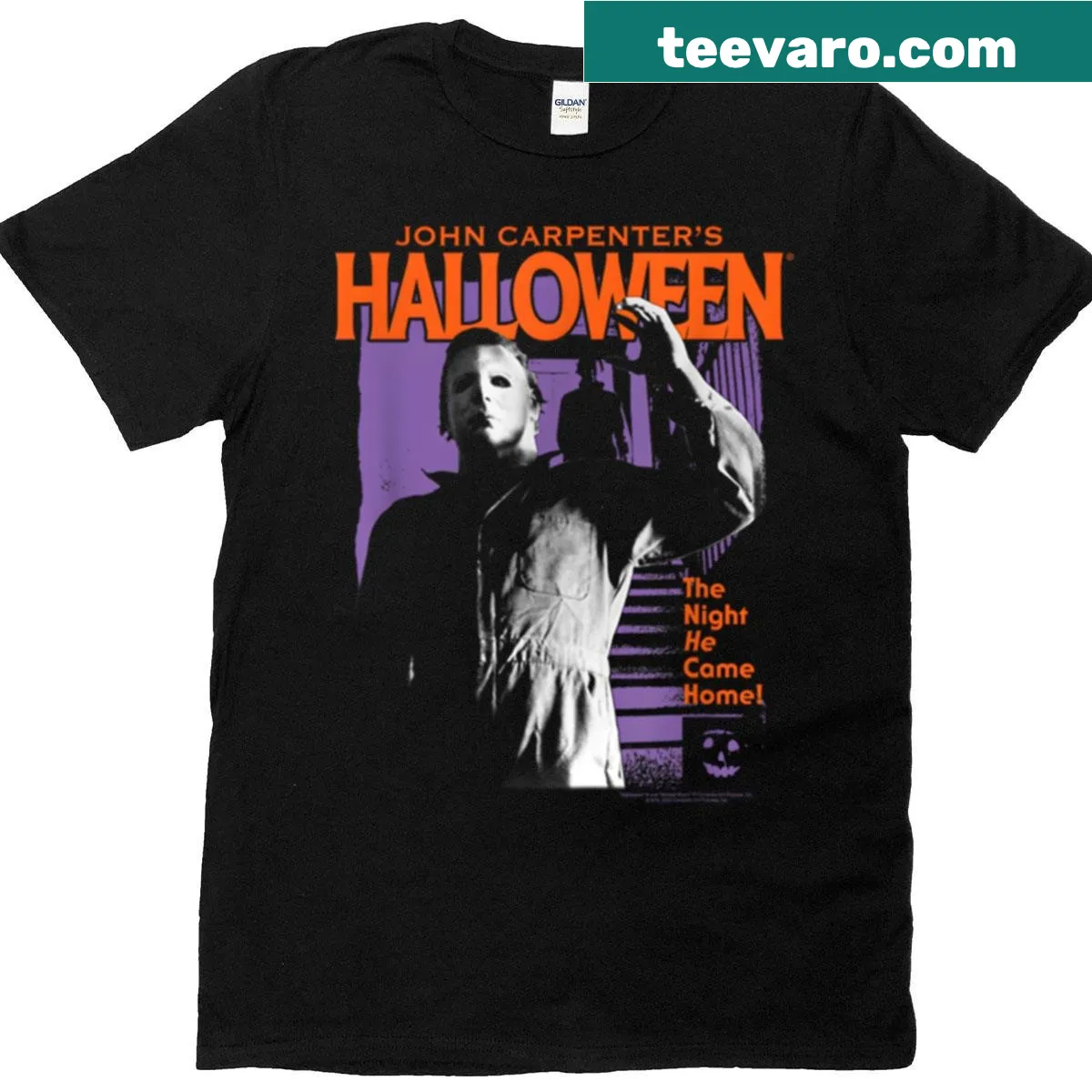 Pop art style Michael Myers Halloween t-shirt — on a men's t-shirt