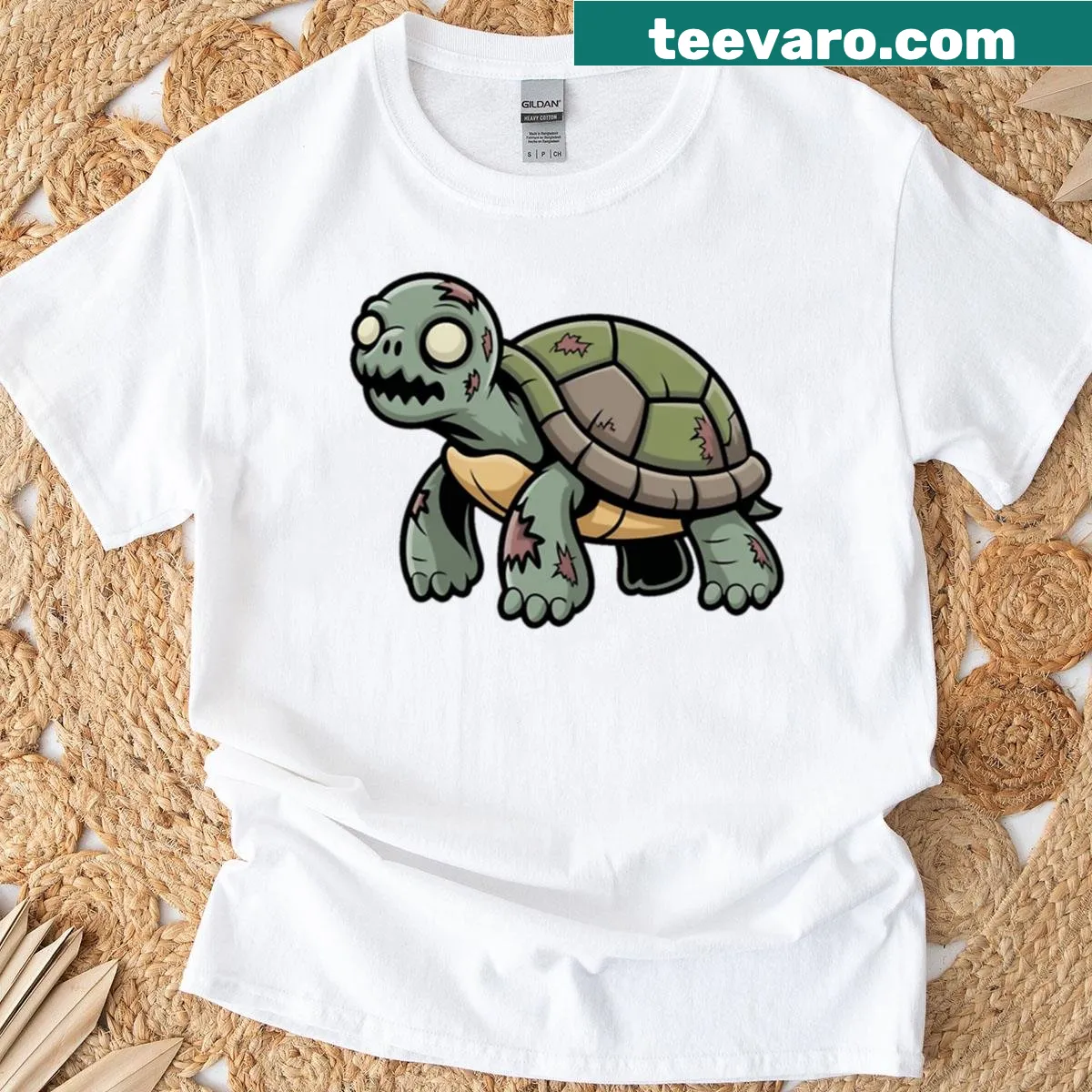Cute turtle in costume for Halloween on a playful shirt — on a men's t-shirt