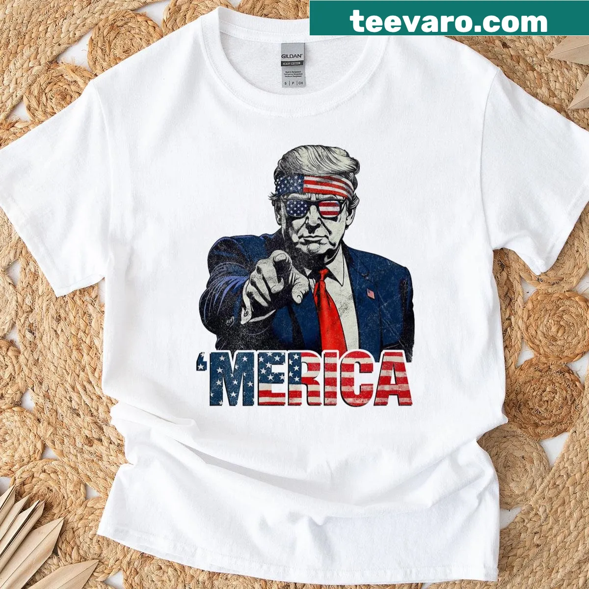 Patriotic shirt with American flag for July 4th celebrations — on a men's t-shirt