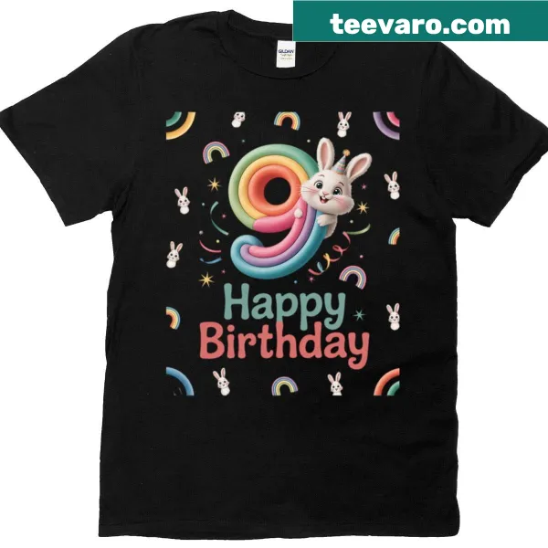 Happy birthday cute bunny illustration t-shirt
