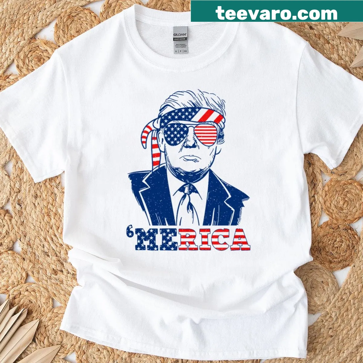 Vintage patriotic t-shirt for 4th of July with American themes — on a men's t-shirt