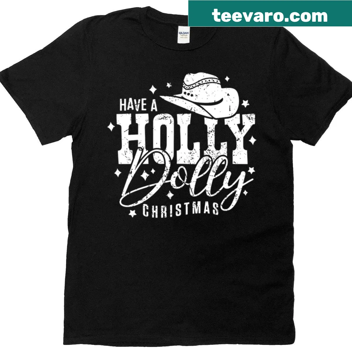 Cowboy-themed Christmas T-shirt with a festive design. — on a men's t-shirt
