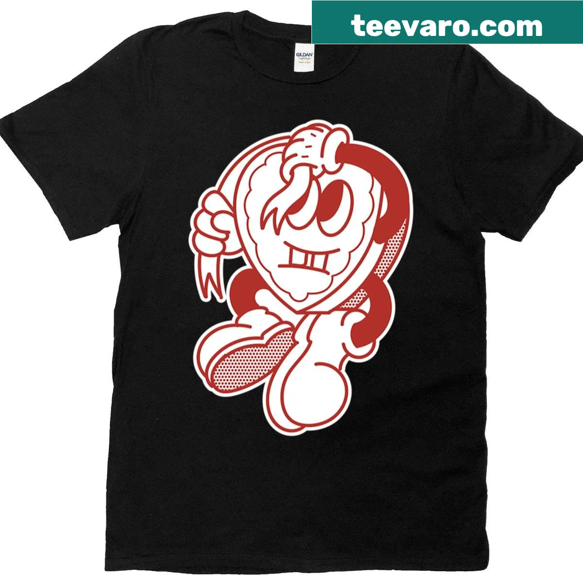 Illustrative T-shirt featuring a heart medal and ribbon design — on a men's t-shirt