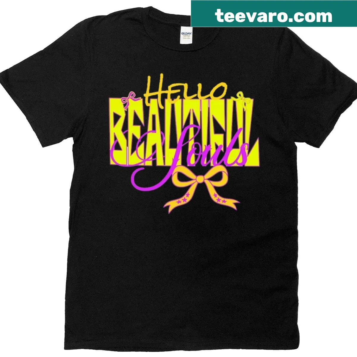 Text-based t-shirt with an uplifting message for beautiful souls — on a men's t-shirt