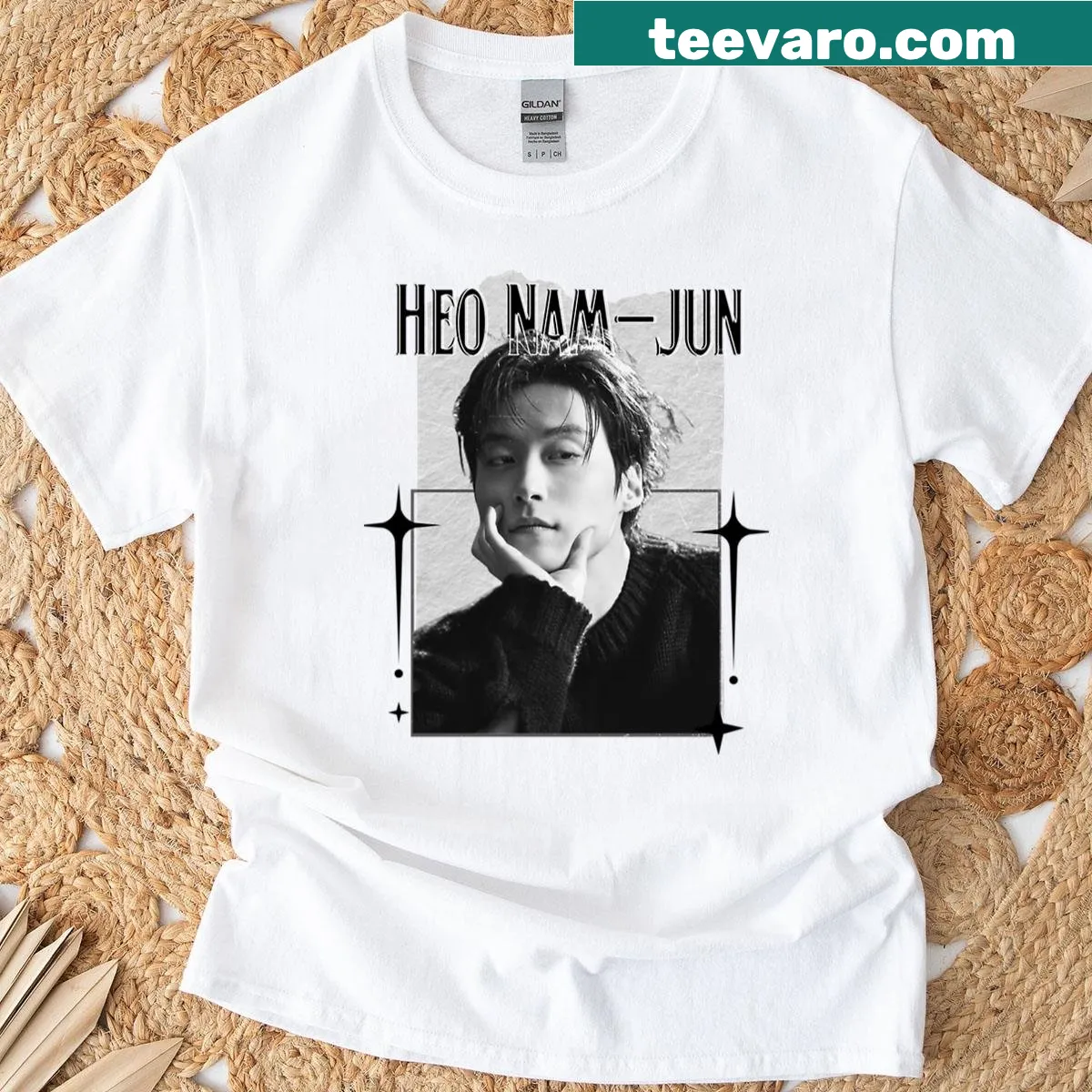 Vintage scrapbook collage design featuring Heo Nam-jun — on a men's t-shirt