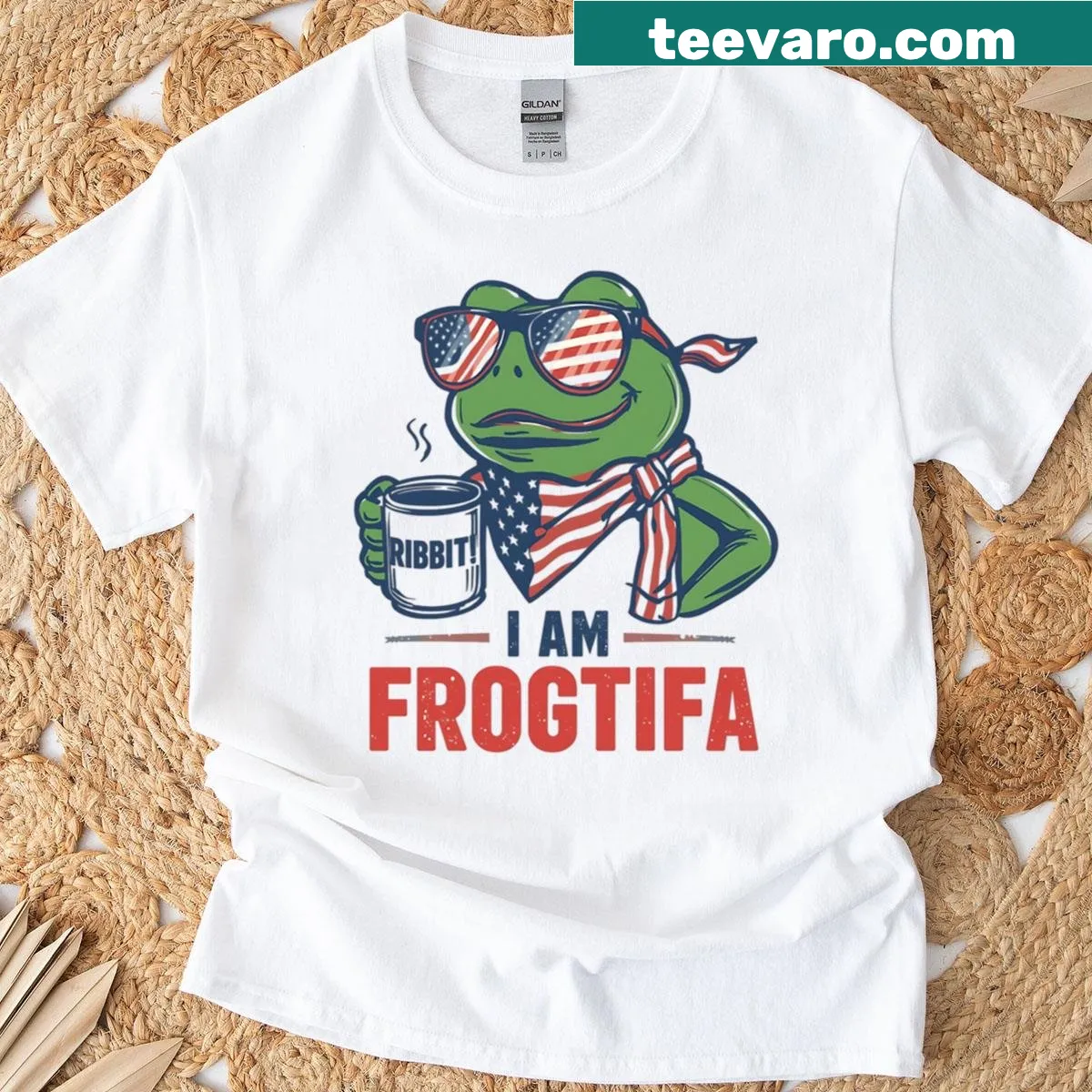 Funny meme-themed frog shirt with 'I Am Frogtifa' text — on a men's t-shirt