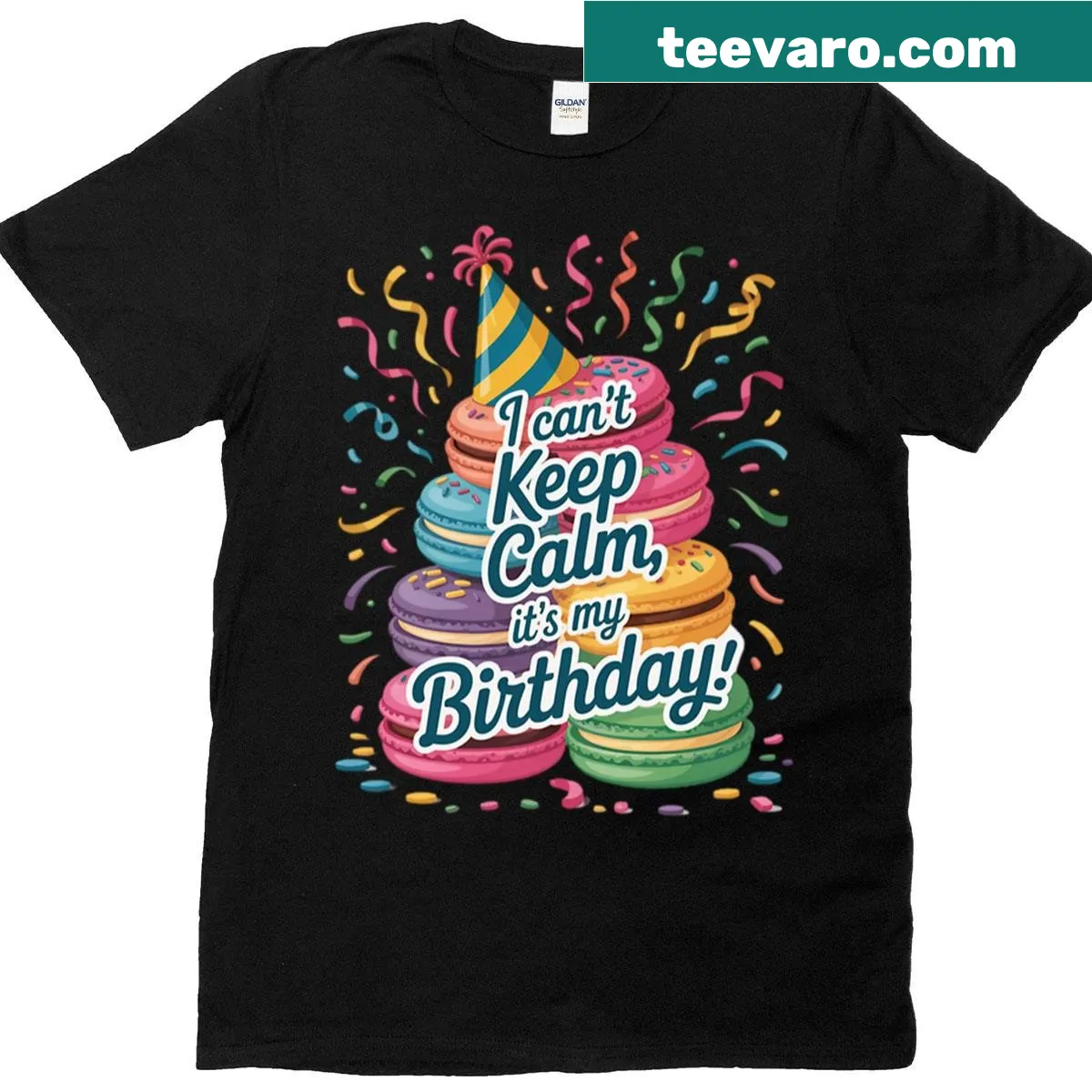 Birthday shirt with 'I Can't Keep Calm It's My Birthday' text — on a men's t-shirt