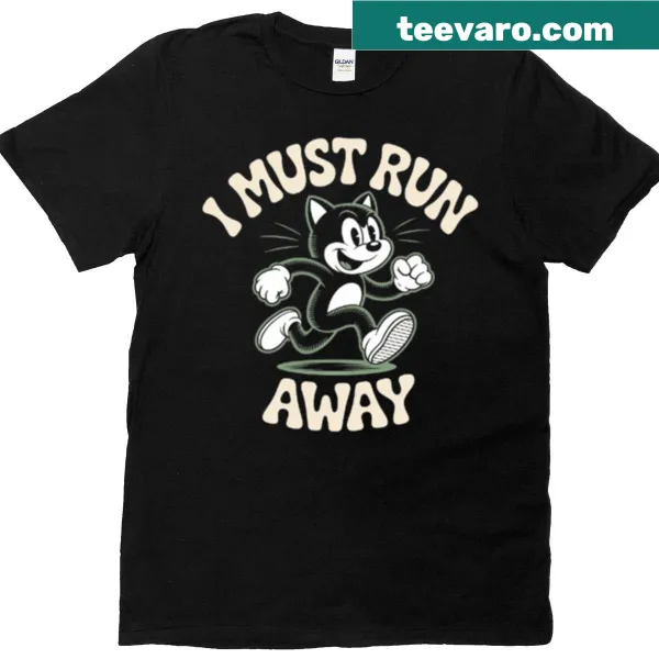 Retro cartoon T-shirt featuring a cat ready to run away
