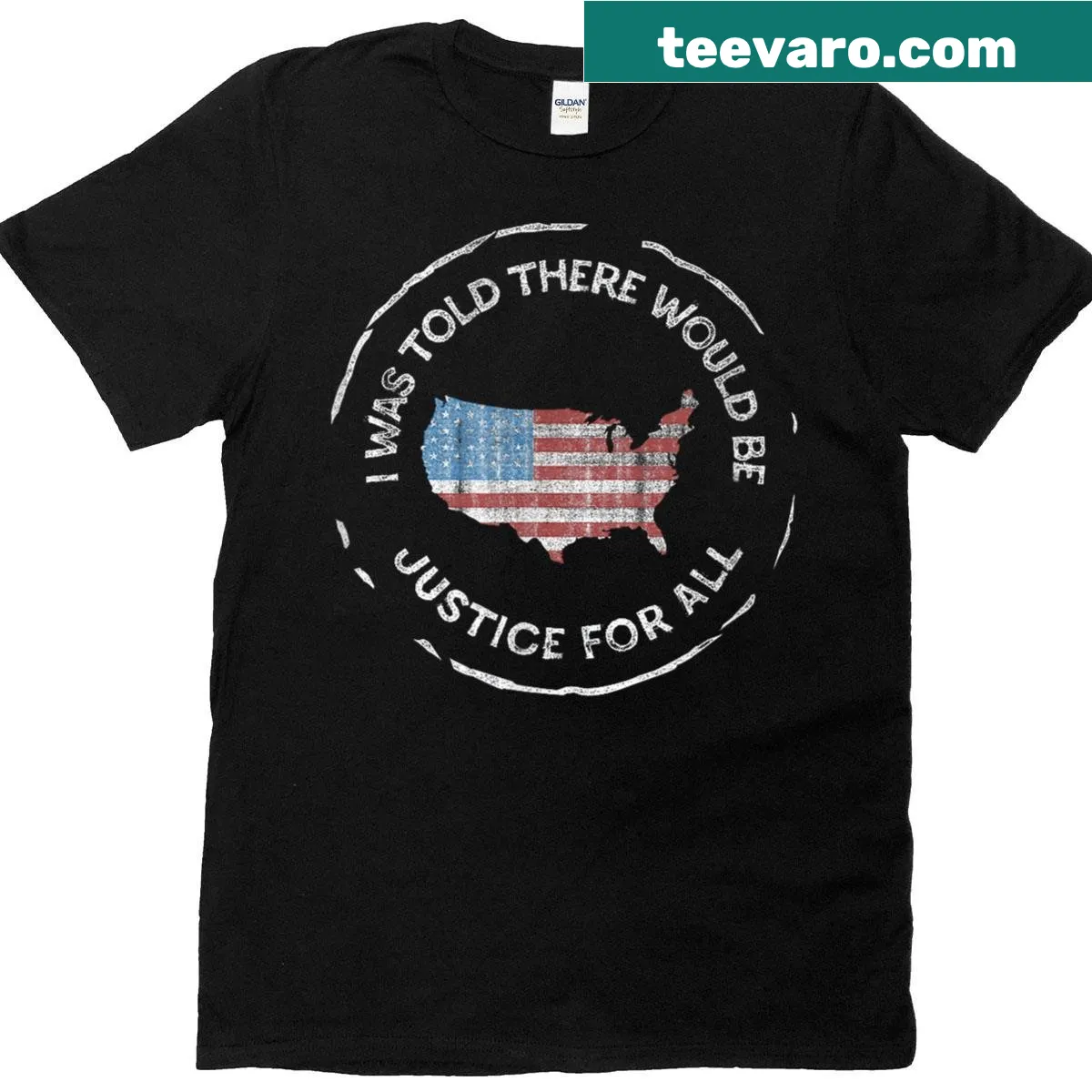 T-shirt with text about justice and political sentiment — on a men's t-shirt