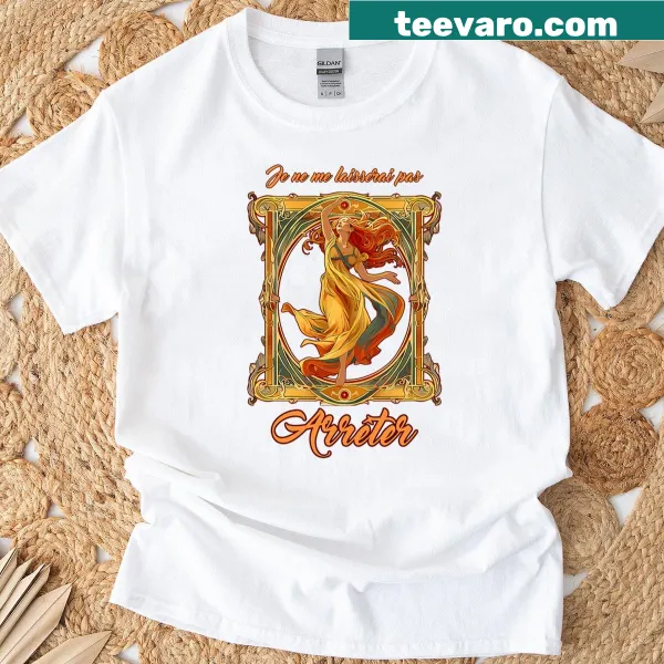 Motivational T-shirt with 'I Will Not Be Stopped' and French translation