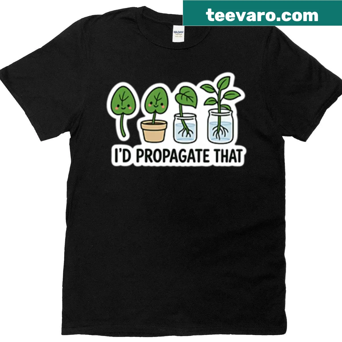 Funny plant propagation graphic t-shirt with clever text — on a men's t-shirt