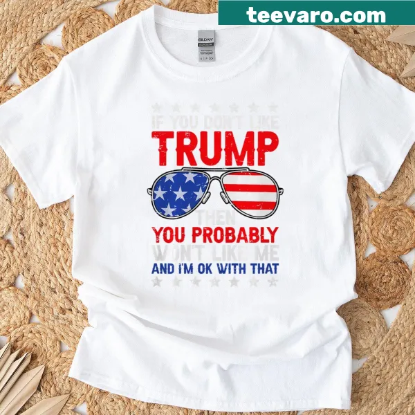 Bold text and USA flag graphic on a Fourth of July shirt.