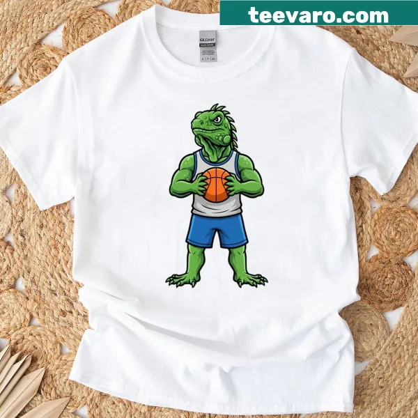 Iguana basketball mascot T-shirt with a playful design