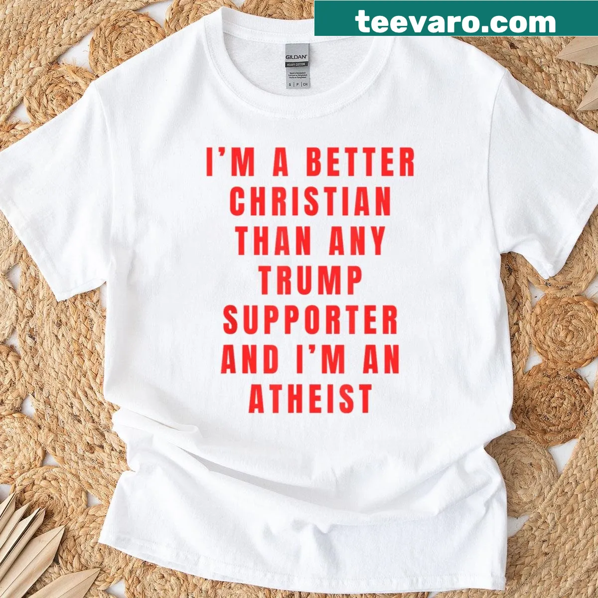 I'm Atheist graphic text on a t-shirt — on a men's t-shirt