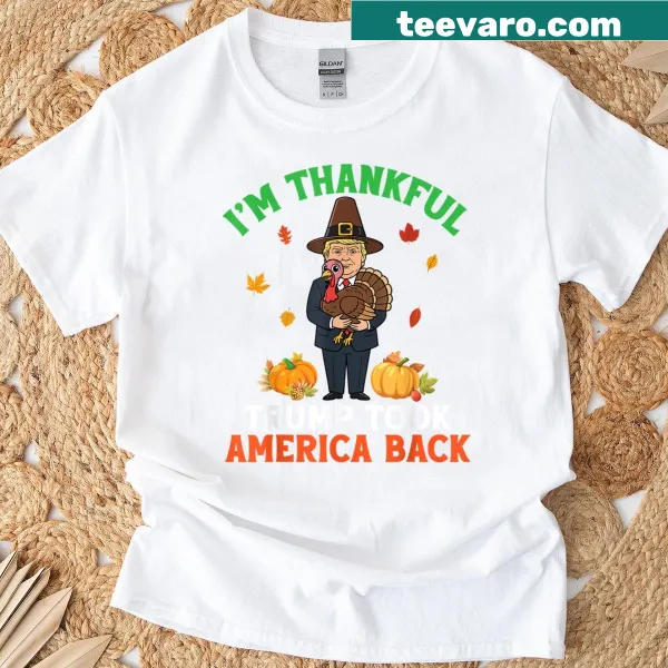 Thanksgiving design featuring Trump and Pilgrims, humorous graphic