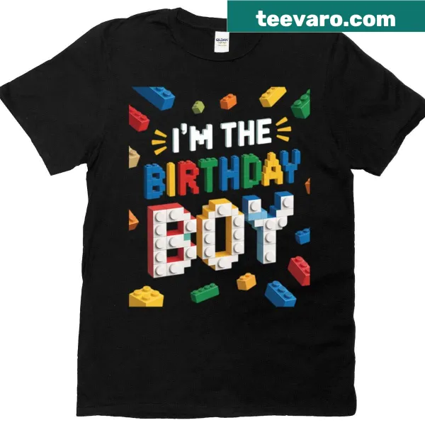 Birthday t-shirt for kids with building bricks and fun text