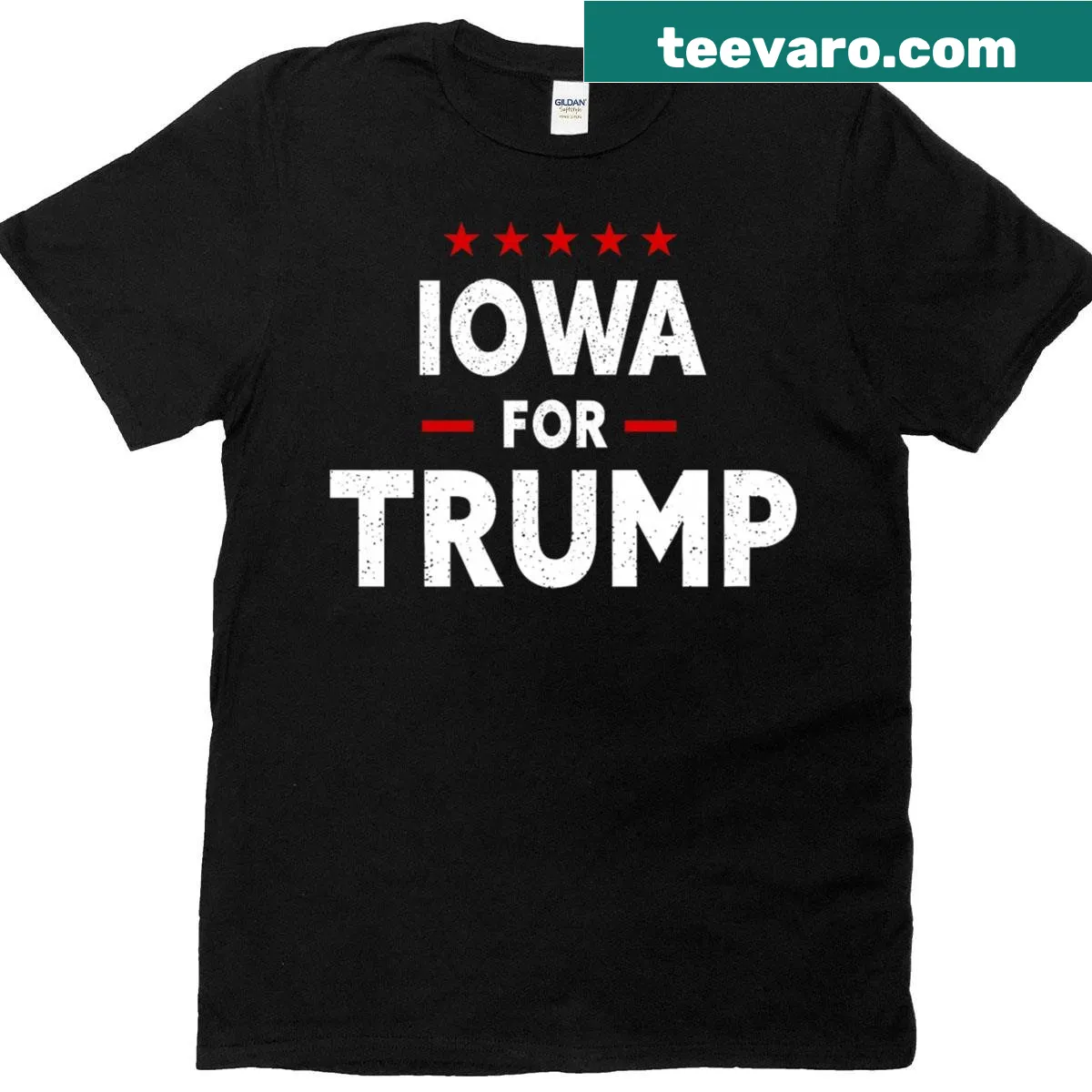 Iowa For Trump 2024 t-shirt with bold text design — on a men's t-shirt
