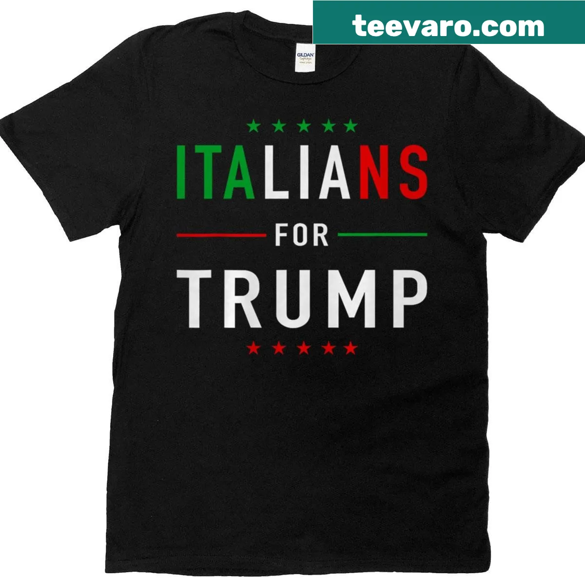 Italians For Trump t-shirt with bold supportive text — on a men's t-shirt